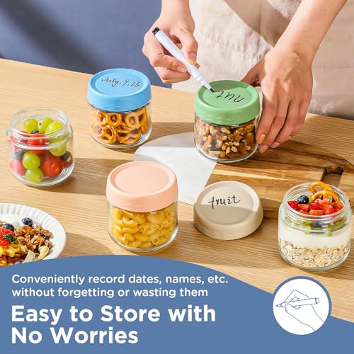 DRKIO 10 Oz Overnight Oats Containers with Lids - 4 Pack Glass Storage Jars with Airtight Lids Wide Mouth Mason Food Jars Great for Meal Prep Salad Chia Pudding Snacks Yogurt Sugar Spice Cereal - Image 5