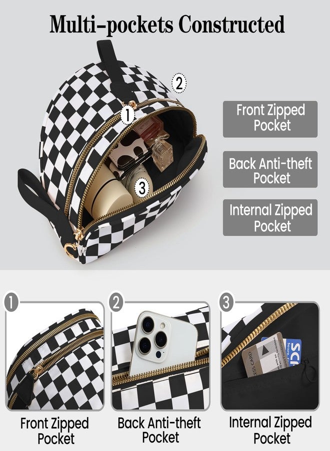 kuifang Checkered Crossbody Bags Bum Bag for Women Large Sling Bag Purse with Adjustable Strap, Black Checkered, Large, Crossbody Handbags-black - Image 3