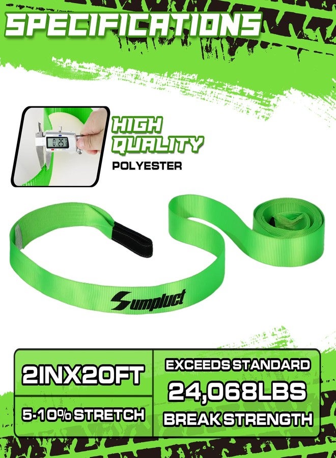 sumpluct Recovery Tow Strap 2in X 20ft Heavy Duty 20,000 lbs Break Strength, Use for Emergency Towing Rope, Tree Saver, Winch Extension, Triple Reinforced Loops, Protective Sleeves,Car Accessories Green - Image 4