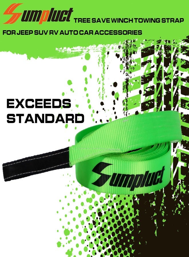sumpluct Recovery Tow Strap 2in X 20ft Heavy Duty 20,000 lbs Break Strength, Use for Emergency Towing Rope, Tree Saver, Winch Extension, Triple Reinforced Loops, Protective Sleeves,Car Accessories Green - Image 5