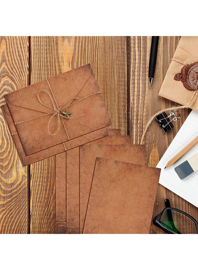 إيروريكس ورق قرطاسية عتيق ومظاريف على الطراز القديم، ورق كتابة A5، مظاريف على الطراز القديم مع دلايات وحبل للمهرجانات والعطلات وحفلات الزفاف وأعياد الميلاد، مجموعة من 5 قطع - Image 4