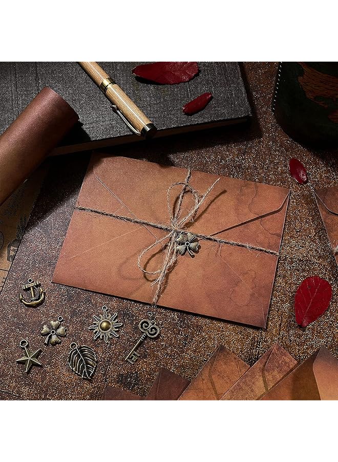 إيروريكس ورق قرطاسية عتيق ومظاريف على الطراز القديم، ورق كتابة A5، مظاريف على الطراز القديم مع دلايات وحبل للمهرجانات والعطلات وحفلات الزفاف وأعياد الميلاد، مجموعة من 5 قطع - Image 3