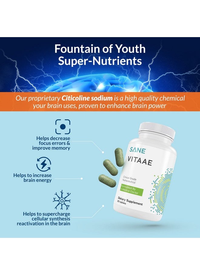 Sane - Vitaae Citicoline Brain Supplements For Memory Focus And Throat Phlegm Support Nootropic Memory And Focus Supplement For Brain Health - Image 1