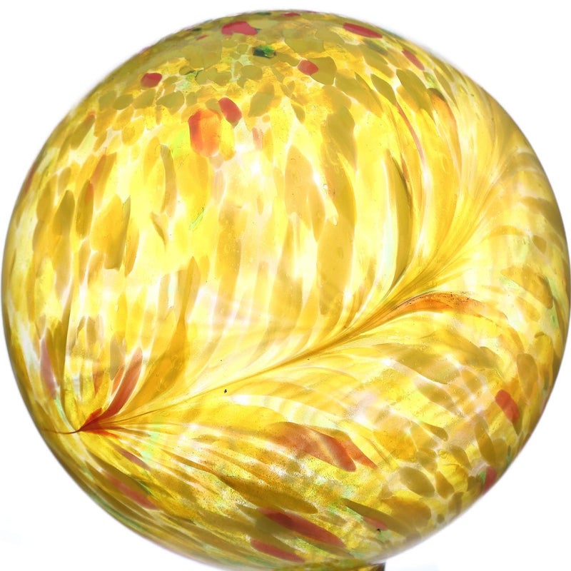 Gazing Ball 10 inch Colorful Glass Gazing Ball for Garden Decor, Indoor Outdoor Glass Gazing Globe Yard Decoration, Yellow