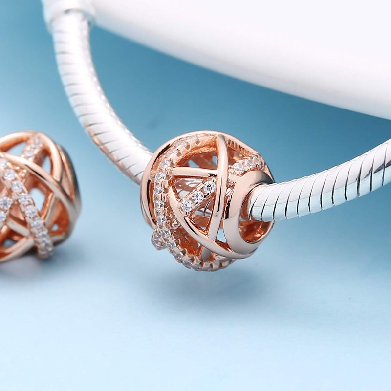 SOUKISS Rose Gold Galaxy Charm Authentic 925 Sterling Silver Openwork Charms with Clear CZ for European Bracelet - Image 3