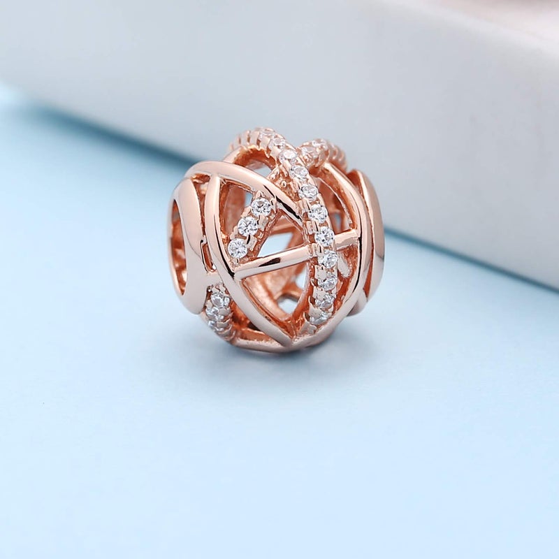 SOUKISS Rose Gold Galaxy Charm Authentic 925 Sterling Silver Openwork Charms with Clear CZ for European Bracelet - Image 2