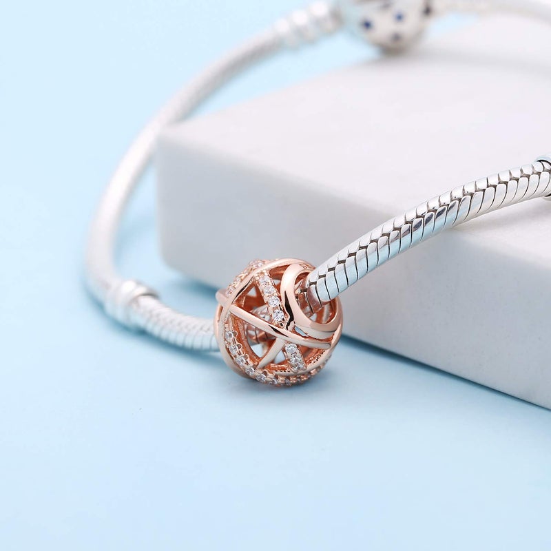 SOUKISS Rose Gold Galaxy Charm Authentic 925 Sterling Silver Openwork Charms with Clear CZ for European Bracelet - Image 4