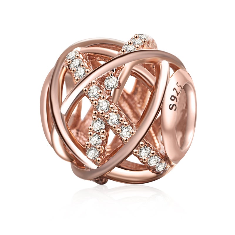 SOUKISS Rose Gold Galaxy Charm Authentic 925 Sterling Silver Openwork Charms with Clear CZ for European Bracelet - Image 1