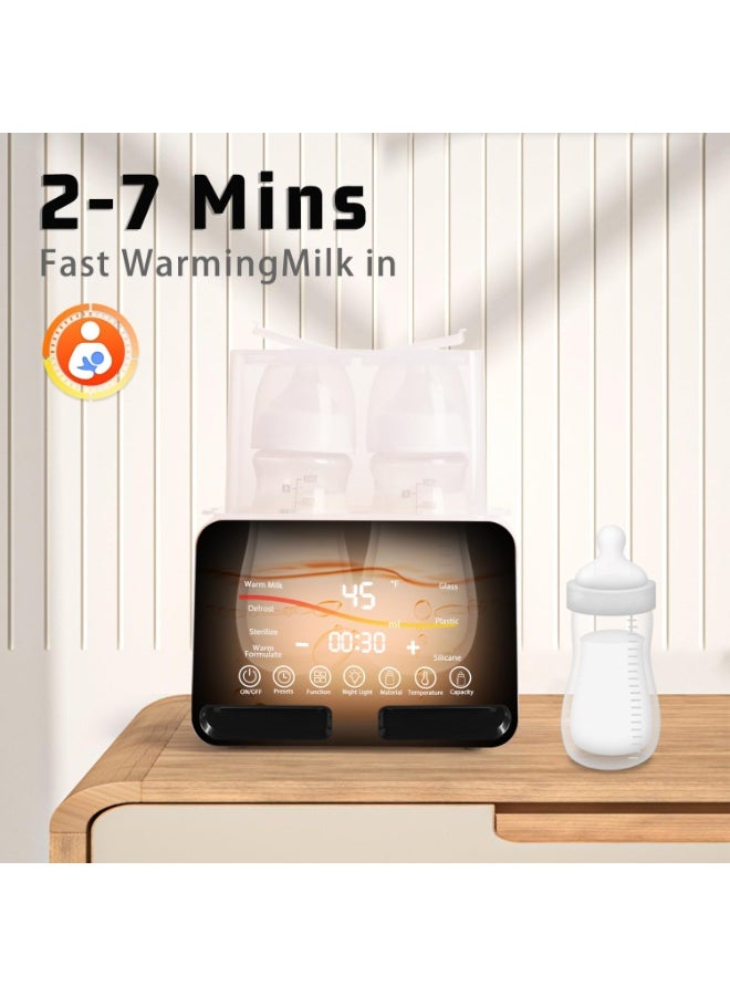 Arabest 8 In 1 Baby Bottle Warmer & Sterilizer & Electric Baby Food Makerr & Milk Heater Defrost with Timer, Accurate Temperature Control, LCD Display, Night Light, Sterilizing, For Double Bottles Milk Warmer - Image 2