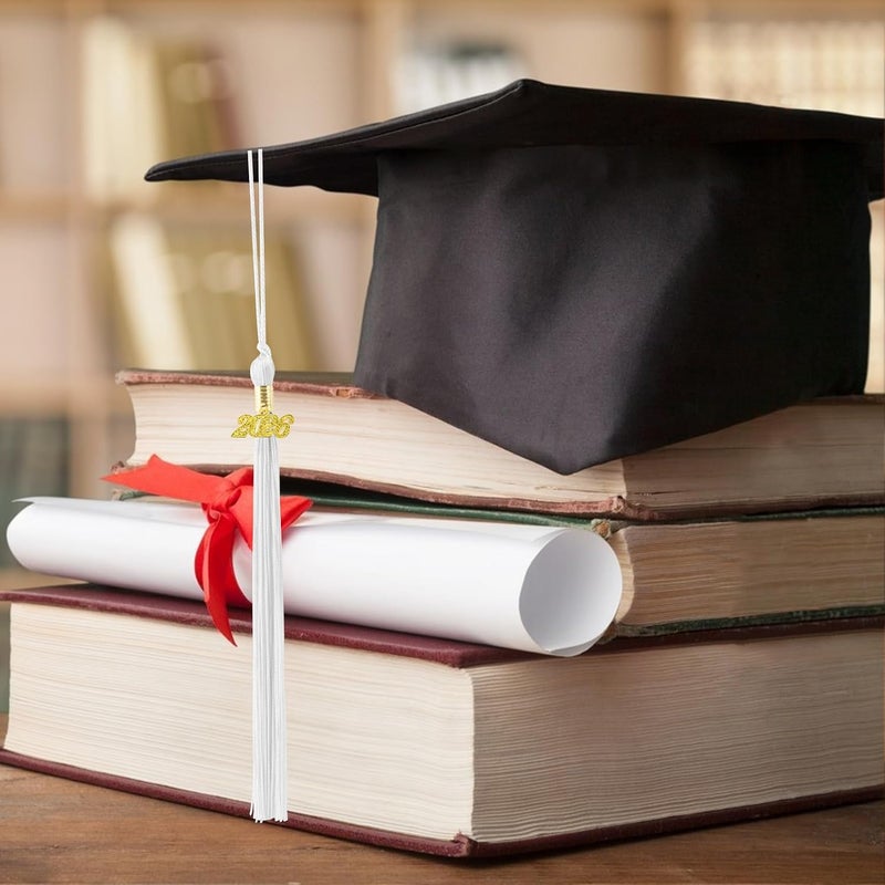 QEYMN شرابة تخرج 2026، شرابة تخرج بيضاء، شرابات قبعة التخرج، شرابات 2026 مع قلادة ذهبية لعام 2026 لإكسسوارات وزينة قبعة التخرج لحفلات قبعة الخريجين - Image 5