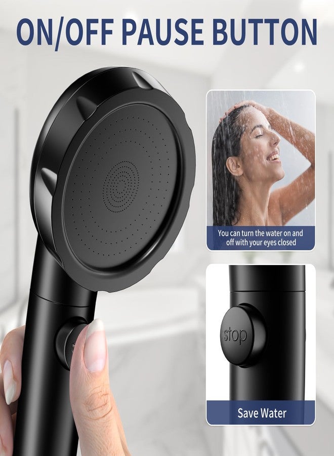 HANLIAN On/Off Pause Camper Shower Head with Filters, Detachable Shower Head with filtrate, High Pressure RV Showerhead with Hose and Self-adhesive Bracket, Shower Envy Filtered Showerhead (Black) - Image 2