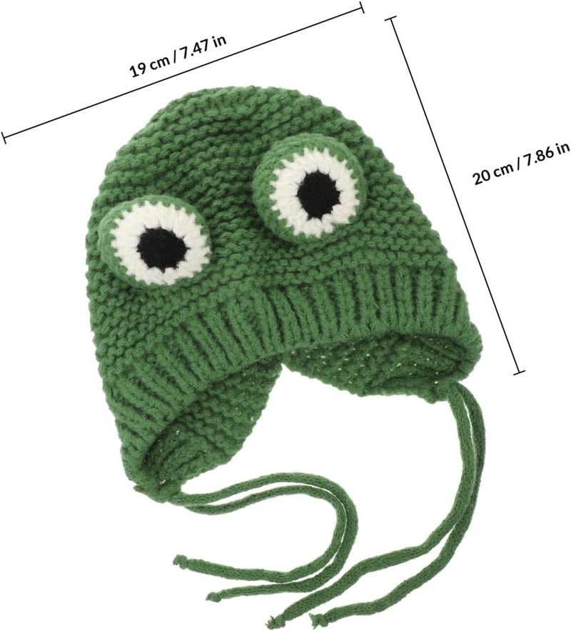 Knitted Hat Thickened Warm Plush Cap Green Winter Beanie for Infants 43-48cm Cozy Knit Hat for Cold Weather - Image 2