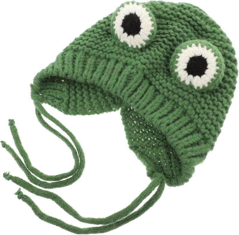 Knitted Hat Thickened Warm Plush Cap Green Winter Beanie for Infants 43-48cm Cozy Knit Hat for Cold Weather - Image 1