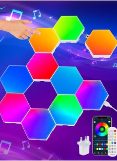 Festive Gallery Hexagon LED Lights, 10 Pack RGB Led Hexagon Wall Lights Panels, Hexagon Smart Wall Lights with Music Synchronization Function, Hexagon Gaming Lights with App & Remote Control, for Gaming Room Decor  - Image 1