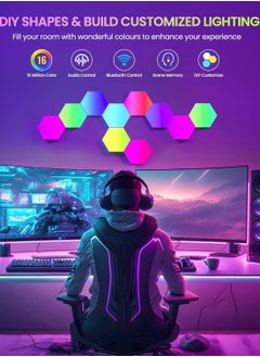 Festive Gallery Hexagon LED Lights, 10 Pack RGB Led Hexagon Wall Lights Panels, Hexagon Smart Wall Lights with Music Synchronization Function, Hexagon Gaming Lights with App & Remote Control, for Gaming Room Decor  - Image 2