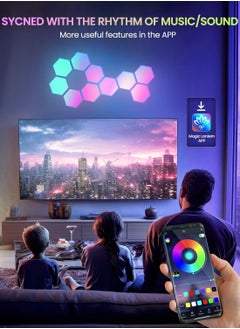 Festive Gallery Hexagon LED Lights, 10 Pack RGB Led Hexagon Wall Lights Panels, Hexagon Smart Wall Lights with Music Synchronization Function, Hexagon Gaming Lights with App & Remote Control, for Gaming Room Decor  - Image 4