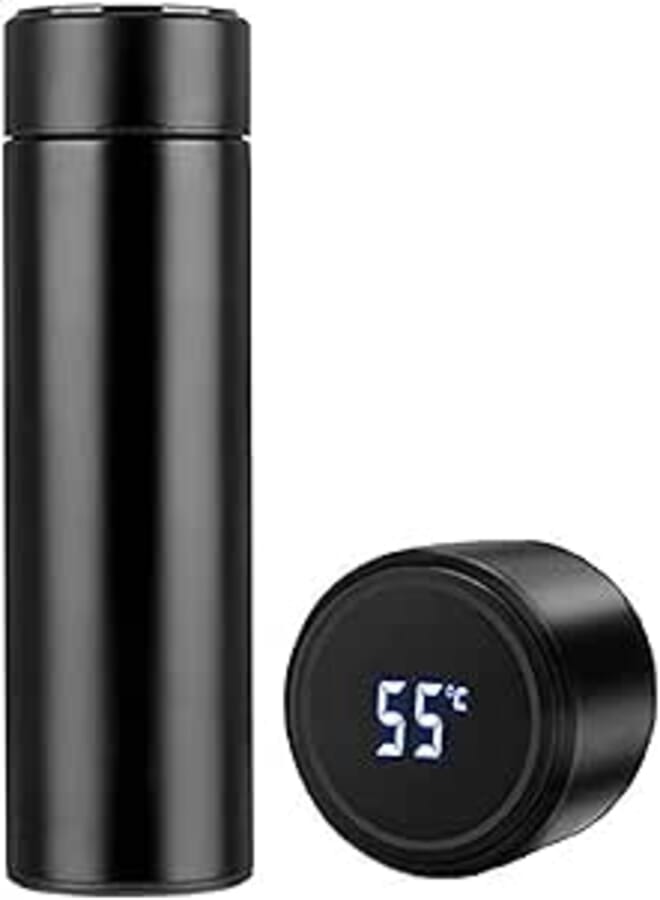 Spaceshoop Intelligent Temperature Display Vacuum Insulated Water Bottle,Leak Proof, Stainless Steel Coffee Thermos,Keep Cold 12H Keep Warm 24H,17OZ (Black)