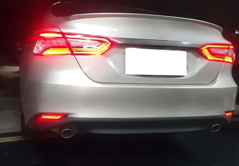 iJDMTOY Dark Smoked Lens Full LED Bumper Reflector Lights Compatible With 2018-up Toyota Camry, Function as Tail, Brake & Rear Fog Lamps - Image 1