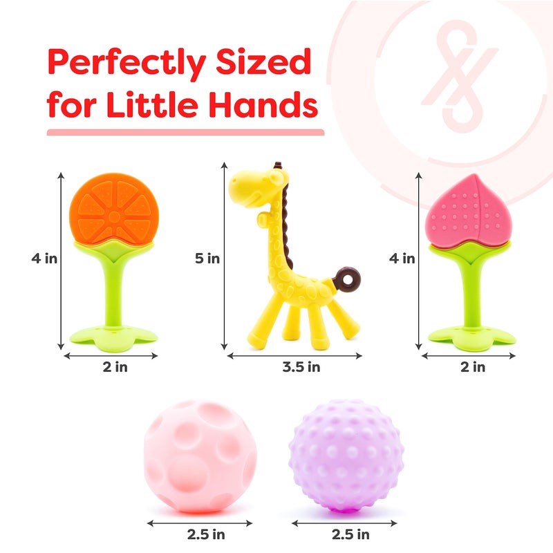 SETTER HOME Silicone Teething Toys - Sensory Balls for Babies 0-6 Months - 6-12 Months -Soft Teethers for Baby Soothing and Calming Sensory Teether Toys 5 Pack - Image 5