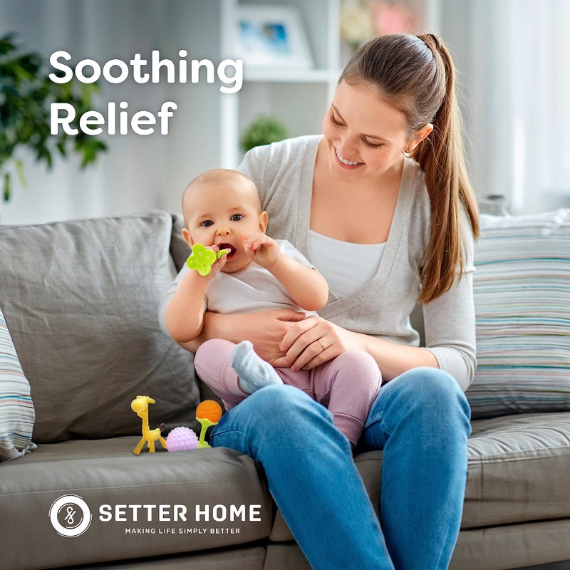 SETTER HOME Silicone Teething Toys - Sensory Balls for Babies 0-6 Months - 6-12 Months -Soft Teethers for Baby Soothing and Calming Sensory Teether Toys 5 Pack - Image 3