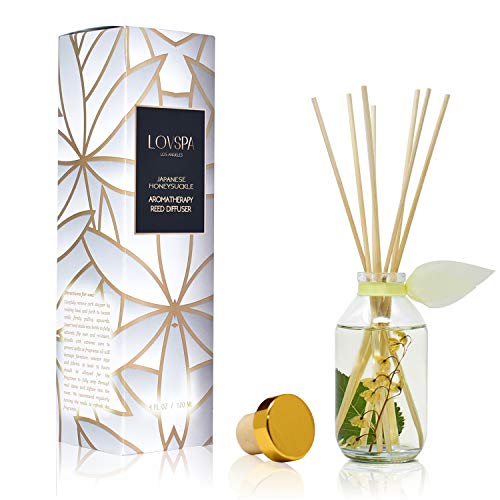 LOVSPA Reed Diffuser Set, Japanese Honeysuckle Scented Oil Diffuser with Sticks, Home Fragrance Accessories for Bathroom Shelf Decor, Aroma Diffusers for Home or Office Desk, USA Made - Image 1