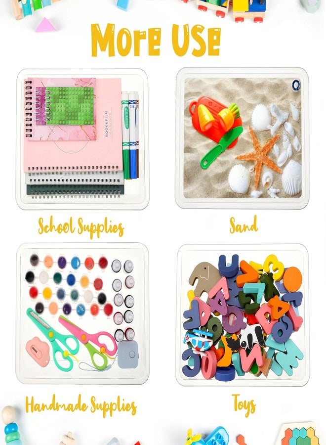 مايتيز مجموعة صواني فنية بلاستيكية من مايتيز، 24 قطعة، مقاس 11 × 8.7 × 1 بوصة، منظم صواني للأنشطة والحرف اليدوية، صواني تقديم، صواني تخزين قابلة للتكديس، صواني رمل للرسم المدرسي، الخرز، الحرف اليدوية، مشاريع DIY (شفافة) - Image 4