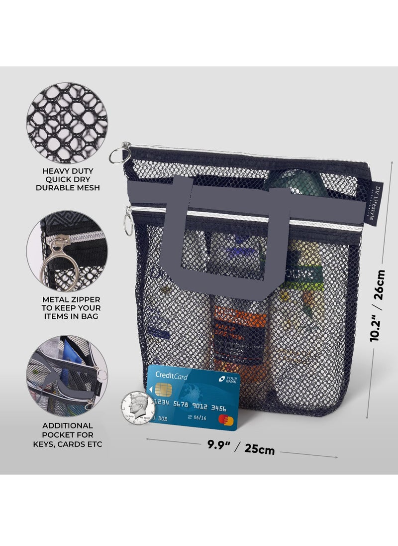 Mesh Shower Caddy Portable 26*25cm Shower Bag with Zipper & 2 Pockets. Shower Tote Ideal for Gym, Travel, Camp, Beach, for Sunscreen, Dorm & College Essentials (Black) - pzsku/Z74F948BB22A9DA00FB9CZ/45/_/1723519163/271492c4-6429-46dc-a1d3-365dca10a054