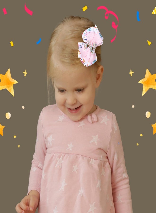 ميروكش ربطة شعر "عيد ميلاد سعيد" للبنات، مشابك شعر وردية لامعة مقاس 3.5 بوصة، دبابيس شعر على شكل فيونكة، مناسبة للمراهقات والأطفال الصغار، هدية مثالية لحفلات عيد الميلاد الثاني بنكهة الآيس كريم - Image 3