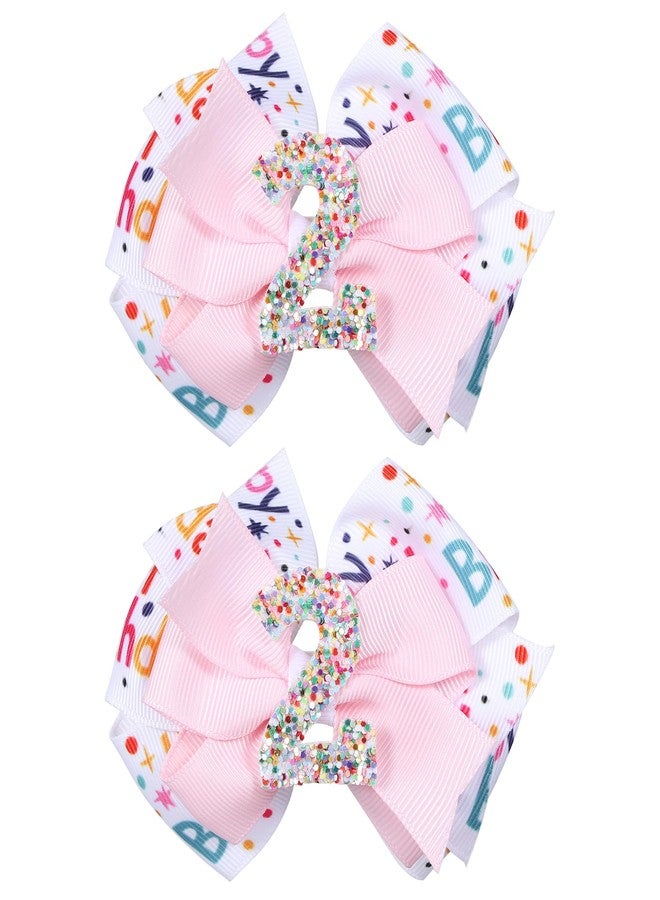 ميروكش ربطة شعر "عيد ميلاد سعيد" للبنات، مشابك شعر وردية لامعة مقاس 3.5 بوصة، دبابيس شعر على شكل فيونكة، مناسبة للمراهقات والأطفال الصغار، هدية مثالية لحفلات عيد الميلاد الثاني بنكهة الآيس كريم - Image 1