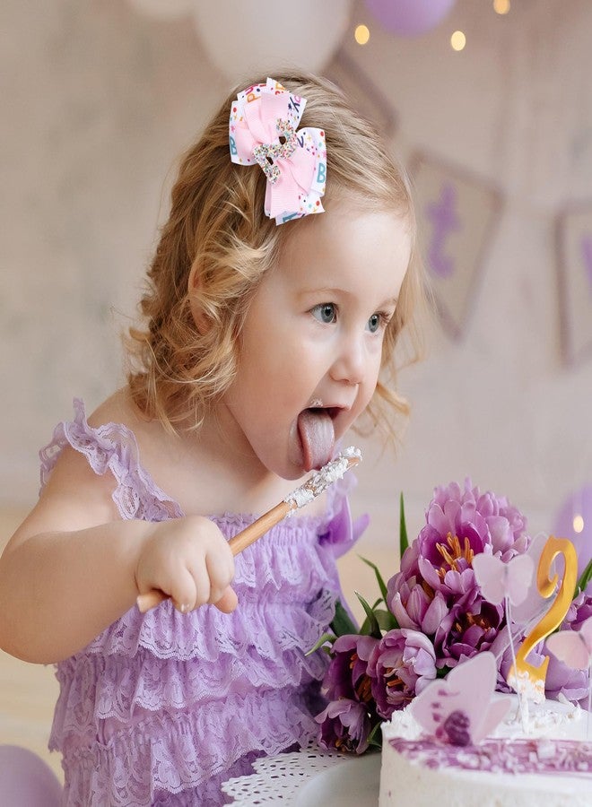 ميروكش ربطة شعر "عيد ميلاد سعيد" للبنات، مشابك شعر وردية لامعة مقاس 3.5 بوصة، دبابيس شعر على شكل فيونكة، مناسبة للمراهقات والأطفال الصغار، هدية مثالية لحفلات عيد الميلاد الثاني بنكهة الآيس كريم - Image 4