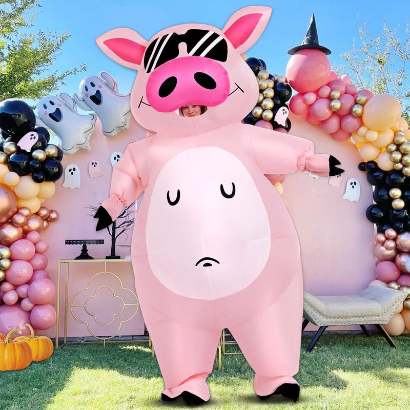 KOOY Inflatable Pig Costume, Pig Costume Adult Inflatable Costumes Adult Size Full Body Blow up Costumes for Adults Women Men Inflatables Fancy Funny Suit for Halloween Party - Image 2