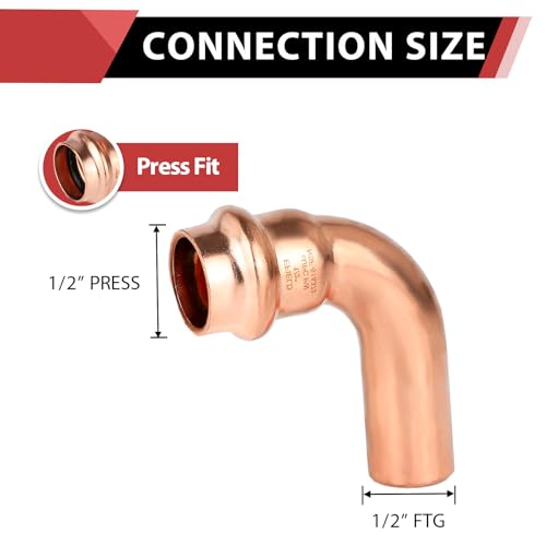 EFIELD Pack of 10 EFIELD 12 x 12 Copper Press Fit 90 Degree Street Elbow Fittings For Copper Tube Connection 12inchPRESS034 - Image 3