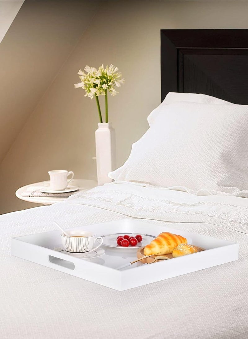 TPGP 12x20 Inch Modern White Acrylic Ottoman Tray with Cutout Handles | Serving Tray, Organizer Tray, Decorative Tray for Living Room, Bedroom, Bathroom, and Kitchen Countertop - Image 5