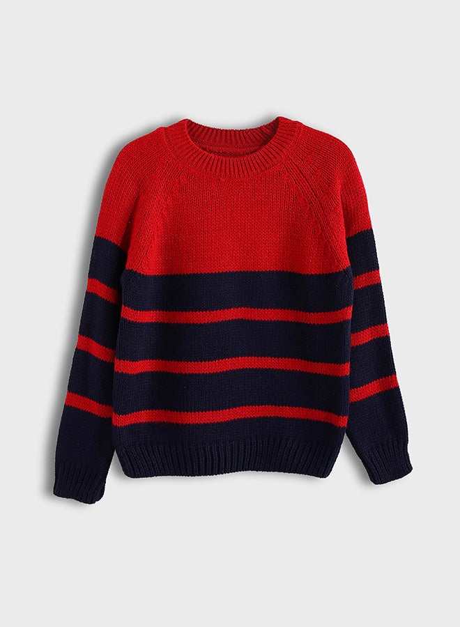 Red Circle Kids Unisex Pullover Ronda Bouclette Striped - Image 1