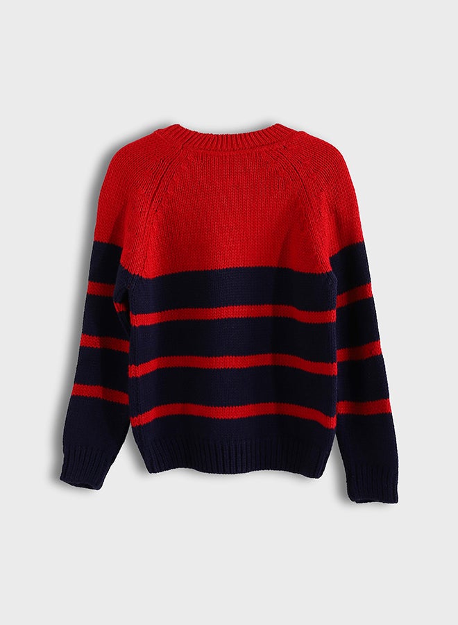 Red Circle Kids Unisex Pullover Ronda Bouclette Striped - Image 2