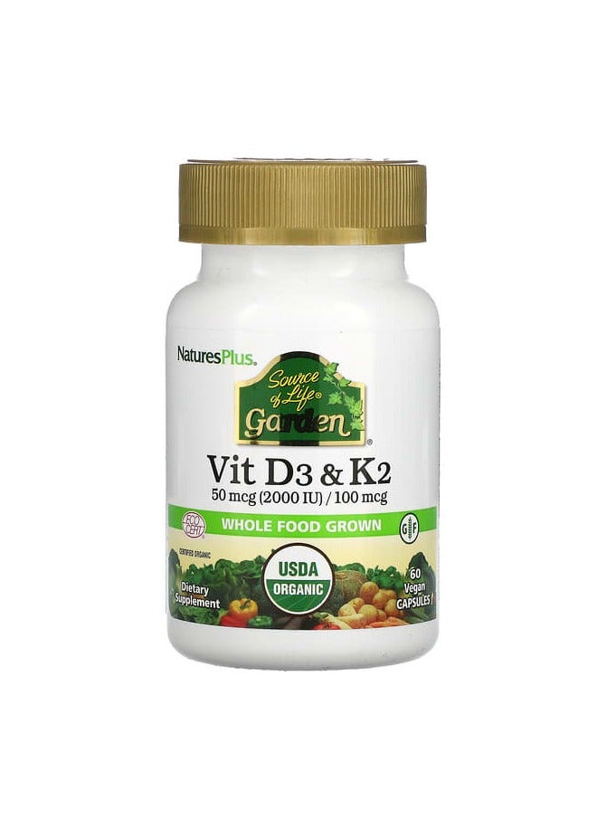 مصدر حديقة الحياة، فيتامين د3 وك2، 60 كبسولة نباتية