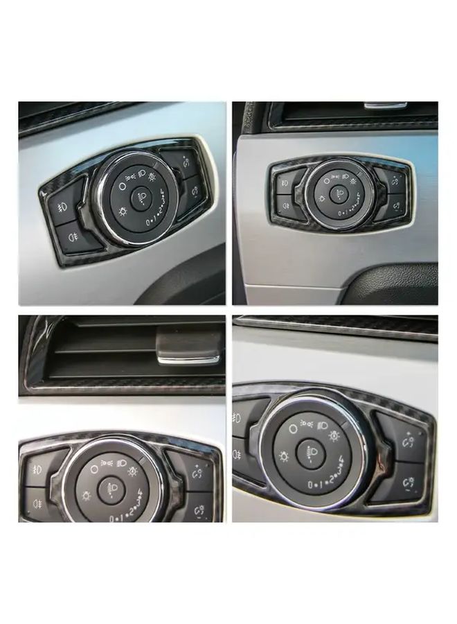 Carbon Fiber Headlight Switch Button Trim Cover For Ford Mustang 2015 2021 - Image 4
