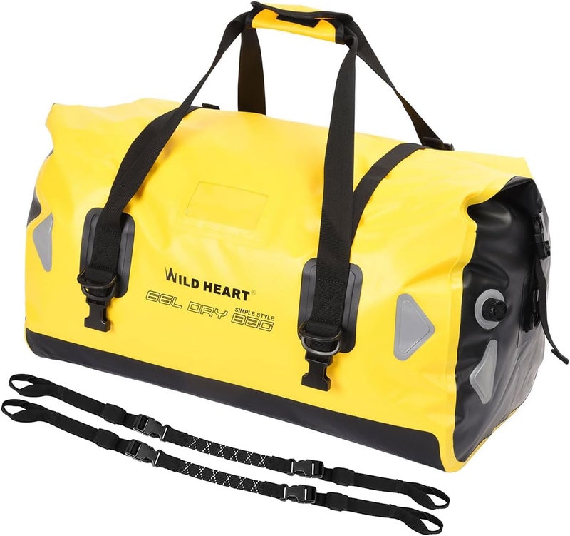 WILD HEART Waterproof Duffel Bag 66L with Welded Seams and Shoulder Straps for Kayaking, Camping, and Boating - Yellow - Image 1