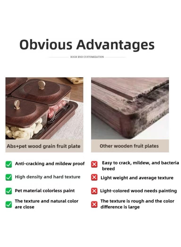 Fruit plate, Wood grain dried fruit nut candy plate Candy Nuts Cookies Chips Party - Image 3