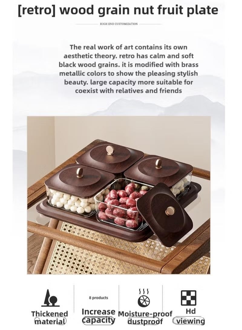 Fruit plate, Wood grain dried fruit nut candy plate Candy Nuts Cookies Chips Party - Image 5