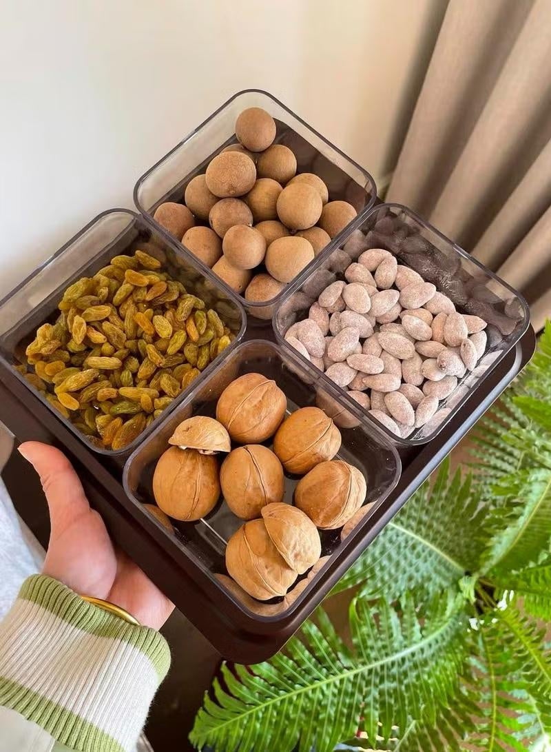 Fruit plate, Wood grain dried fruit nut candy plate Candy Nuts Cookies Chips Party - Image 4