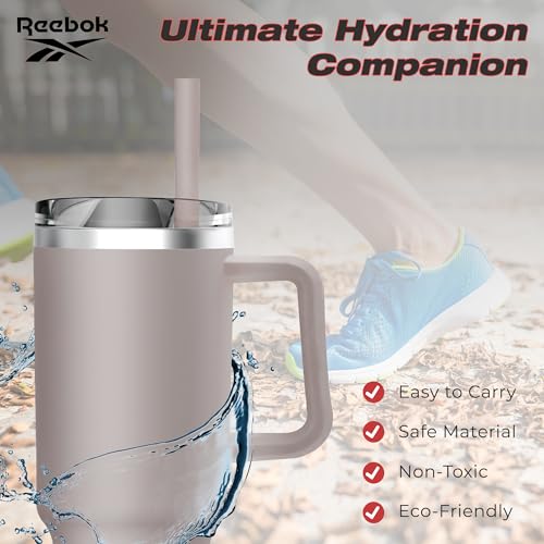 Reebok Stainless Steel Tumbler - 40oz Vacuum Insulated - Leak Proof - Lifestyle Design (Grey) - Image 2