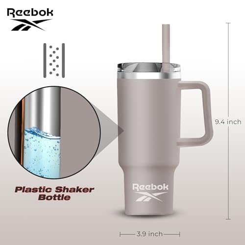 Reebok Stainless Steel Tumbler - 40oz Vacuum Insulated - Leak Proof - Lifestyle Design (Grey) - Image 4