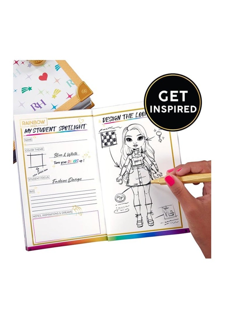 RAINBOW HIGH Secret Journal- Fashion Journal with Lock, Activity Book, Pen, and Necklace Charm to Unlock Your Creative Ideas | Kids 6-12 Years  - Image 4