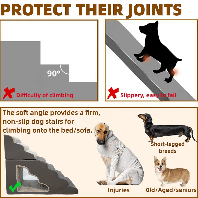 Necrely dog stairs for small dogs to 30 inches high beds, 6 step dog ramp stair for 18-36 inches couch-bed,pet stairs for small old meduim large dogs cats,Non-Slip balanced 6 tiers ladder,75 pounds Studry 33D - Image 5