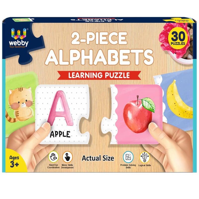 Webby Alphabets 2 Pieces Learning Pack Jigsaw Puzzle, Montessori Early Educational Pre School Puzzle Toys for 3+ Years Kid | Birthday Gift for Boys & Girls - Image 1