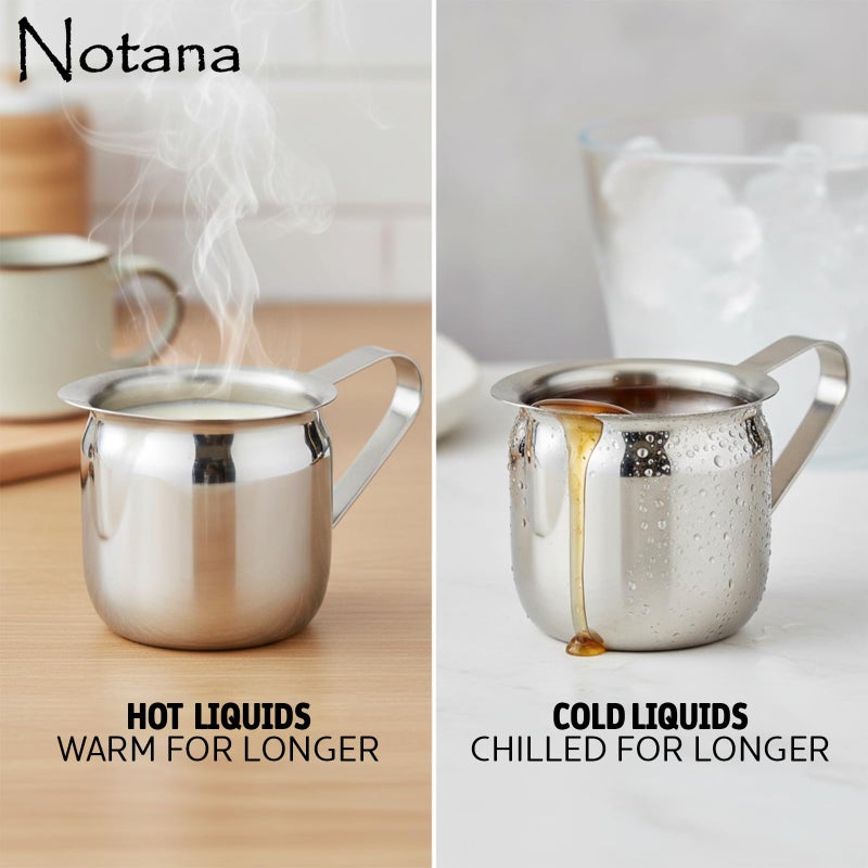 Notana 5 oz Stainless Steel Bell Creamer Pitchers - Polished Metal Cream Server Set - Classic Bell Shape Coffee and Tea - Small Table Creamer Pitchers for CafÃ© and Restaurant Use (2 Pack) - Image 3