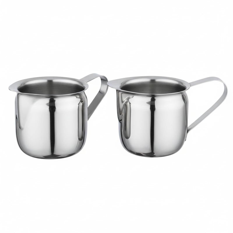 Notana 5 oz Stainless Steel Bell Creamer Pitchers - Polished Metal Cream Server Set - Classic Bell Shape Coffee and Tea - Small Table Creamer Pitchers for CafÃ© and Restaurant Use (2 Pack) - Image 1
