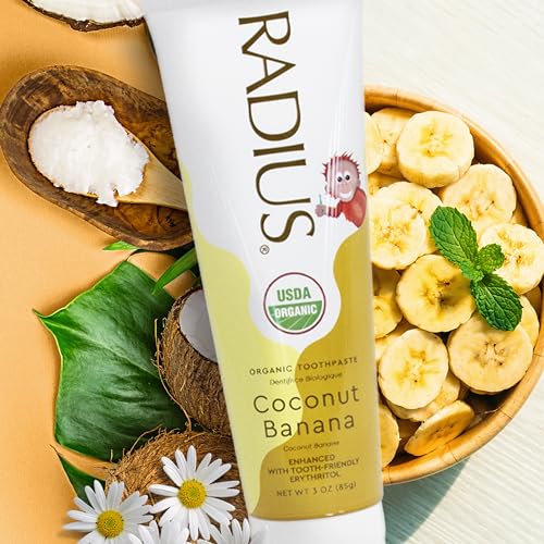 RADIUS USDA Organic Kids Toothpaste 3oz Non Toxic Chemical-Free Gluten-Free Designed to Improve Gum Health for Children's 6 Months and Up - Coconut Banana - Pack of 6 - Image 4