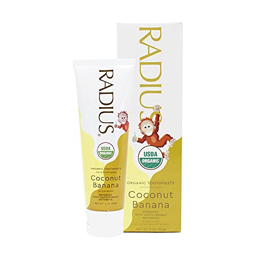 RADIUS USDA Organic Kids Toothpaste 3oz Non Toxic Chemical-Free Gluten-Free Designed to Improve Gum Health for Children's 6 Months and Up - Coconut Banana - Pack of 6 - Image 3